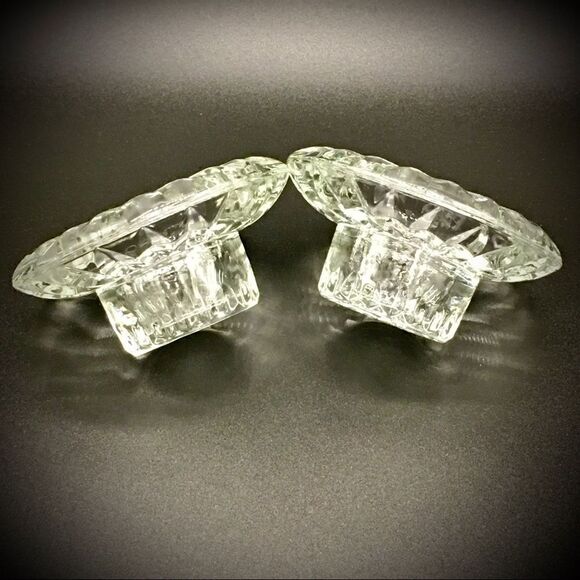 Vintage Faceted Round Crystal Taper Candle Holders - Picture 7 of 16